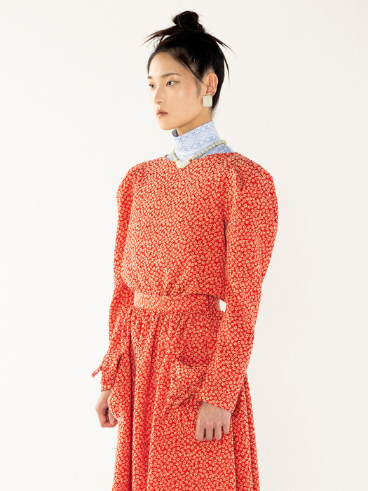 Boat Neck Jacquard Top_Red