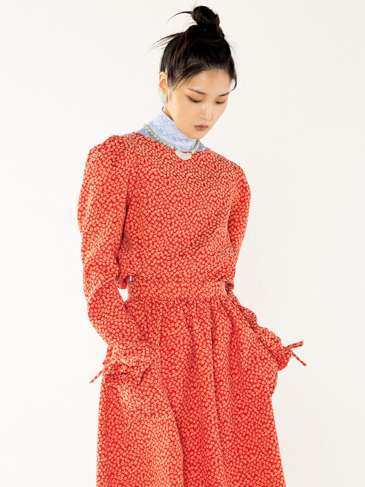 Boat Neck Jacquard Top_Red