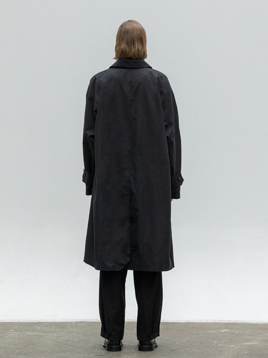hidden button trench coat(Black)