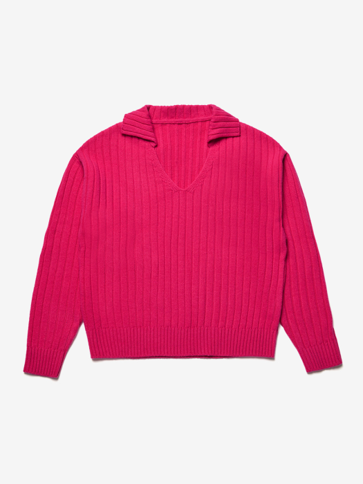 [21FW] WIDE COLLAR KNIT - HOT PINK