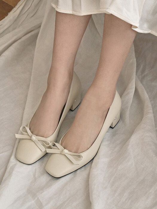 1218 Daisy Ribbon Pumps Heel-2color