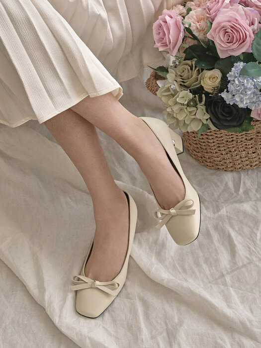 1218 Daisy Ribbon Pumps Heel-2color