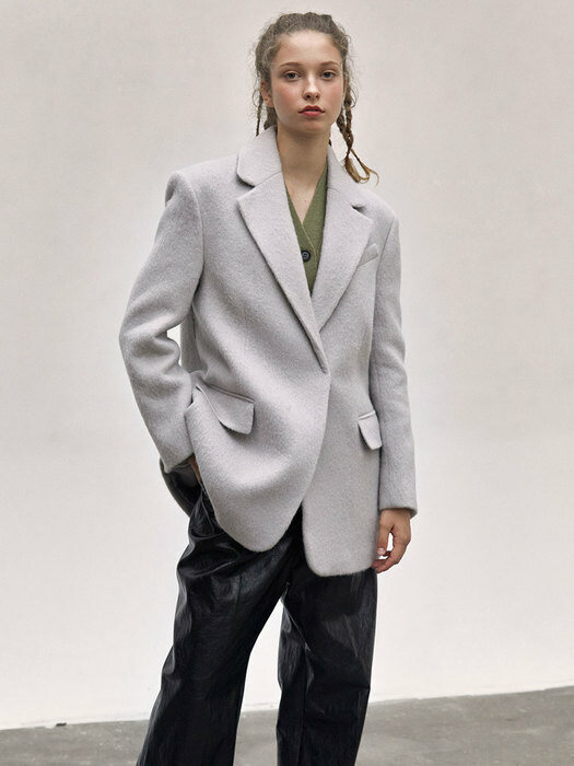 Oversized Belted Half Coat in L/grey VW1WH008-11