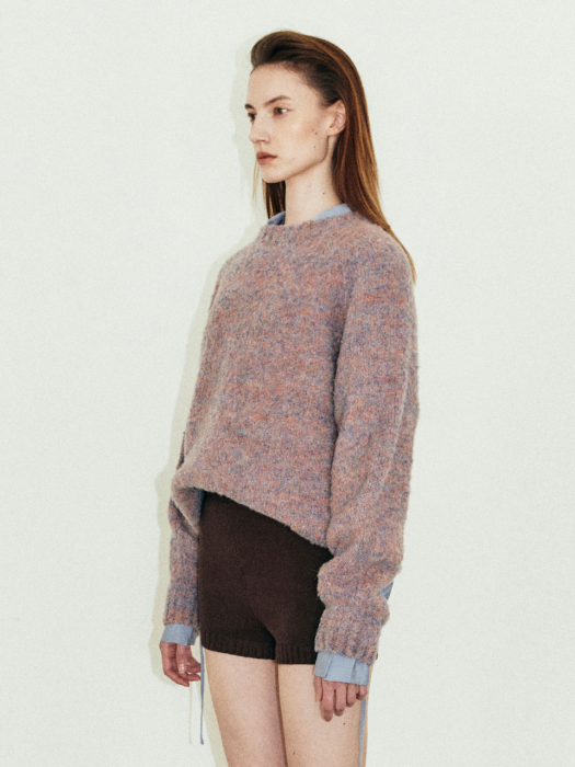 Round-neck Cropped Sweater in Pink VK1WP162-72