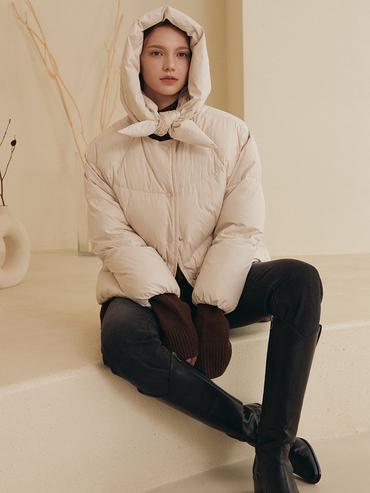 DETACHABLE COLLAR GOOSE DOWN JACKET [CREAM][MINT][BLACK]