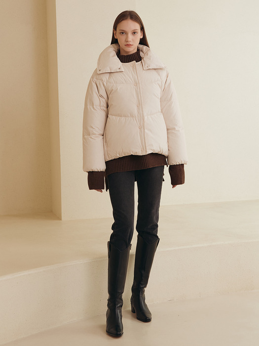 DETACHABLE COLLAR GOOSE DOWN JACKET [CREAM][MINT][BLACK]