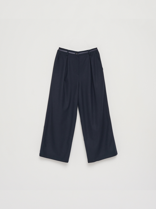 DOUBLE TUCK WIDE TROUSER IN NAVY