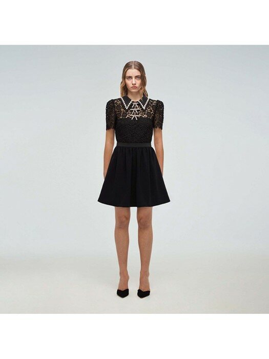 블랙 기퓌르 미니 드레스 (RS22-034)