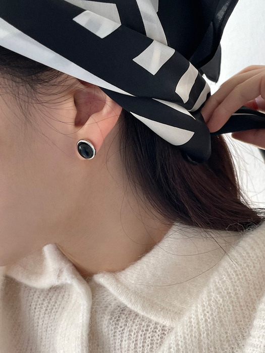 [silver925] onyx earring