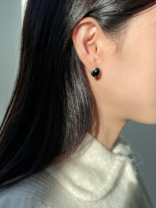 [silver925] onyx earring