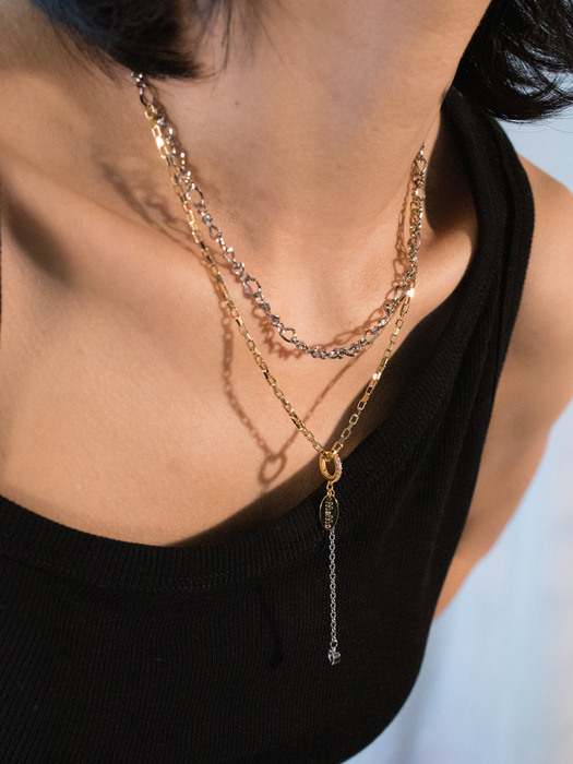 [2way] Brilliant chain layered necklace