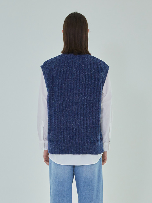 V NECK KNIT VEST navy