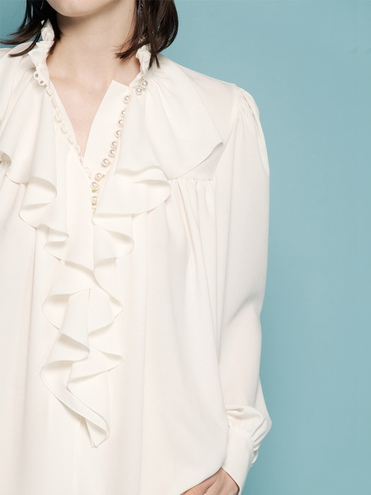 LIV WHITE FRILL BLOUSE