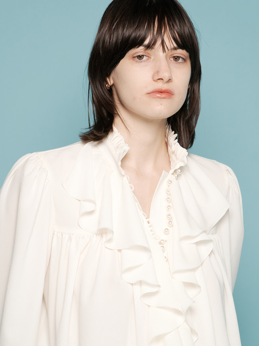 LIV WHITE FRILL BLOUSE