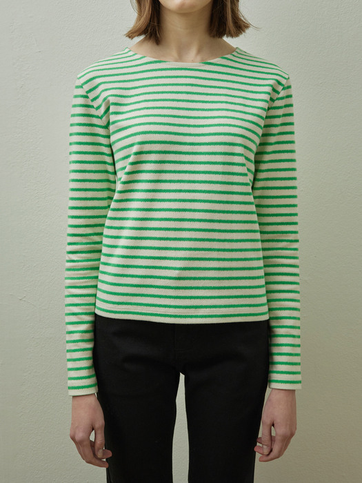 Lough stripe round T-shirt_GREEN