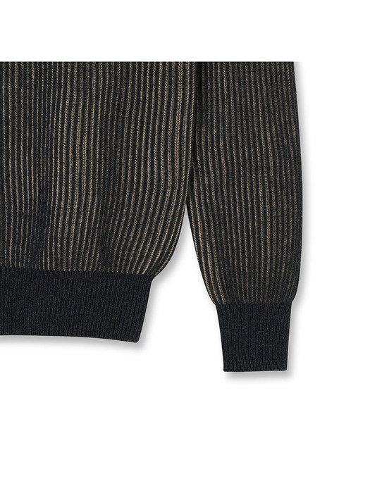 Two Tone Ribbed Half Mockneck_Charcoal