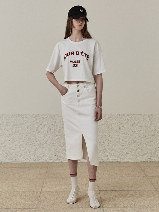 JOUR DETE Embroidered Cotton T-Shirt_Off White