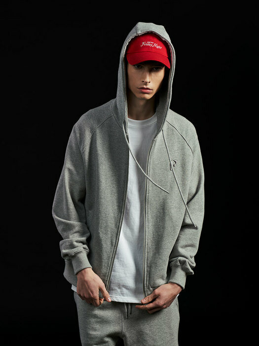 ESSENTIAL ‘F’ LOGO ZIP UP HOODIE_MEN(GREY)