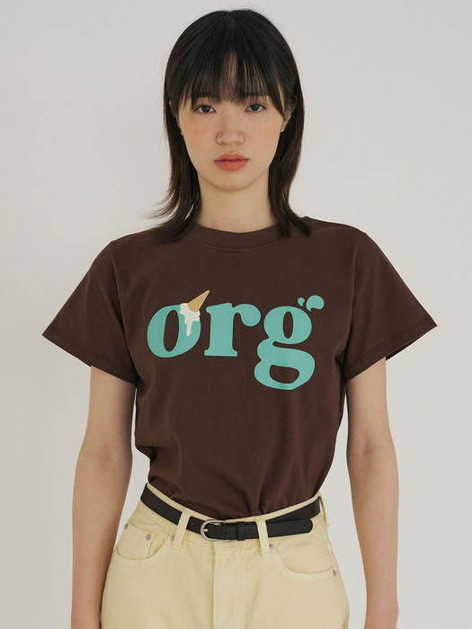 FJD ORG CONE PRINTING T-SHIRTS BROWN