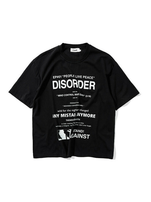 DISORDER TYPO DIGITAL T-SHIRT_BK