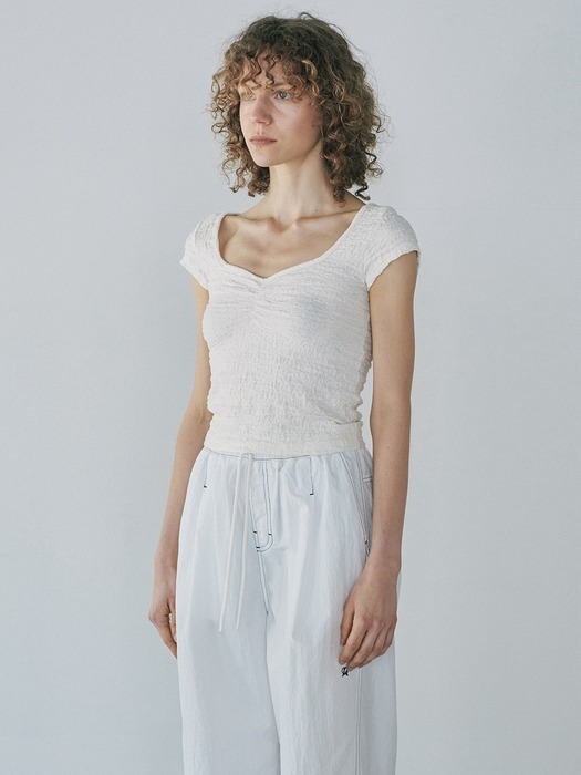 WRINKLED SHIRRING TOP (ivory)