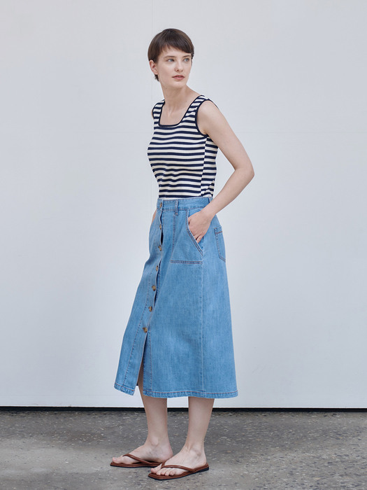 22MN denim H-line skirt [BL]