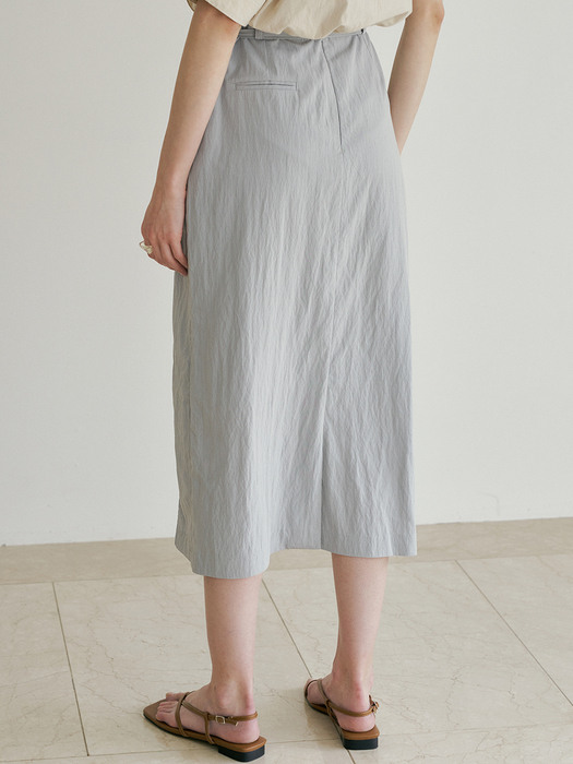 comos 679 belted pocket nylon skirt (grayish blue)