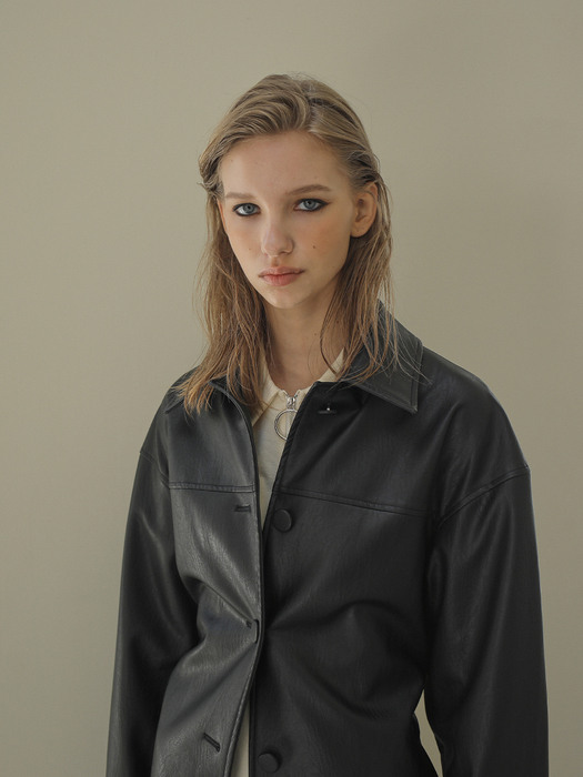 LEATHER SINGLE JACKET / BLACK