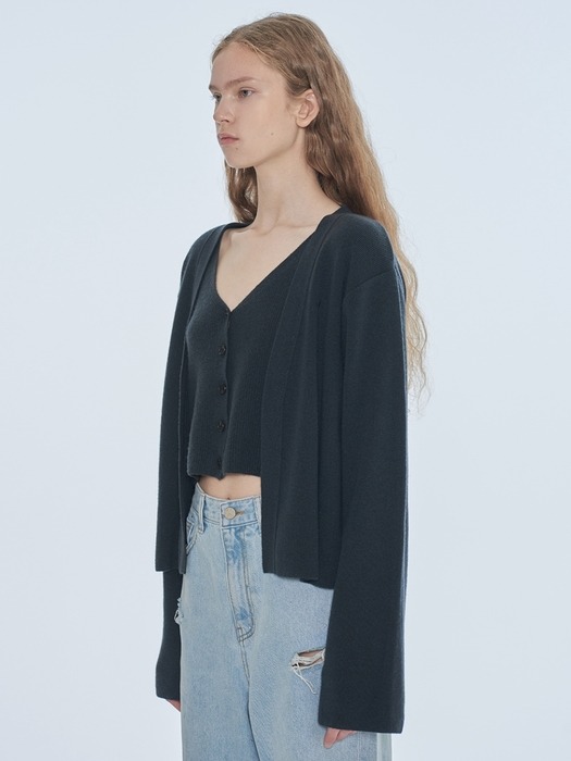 VEST LAYERED KNIT CARDIGAN (navy)