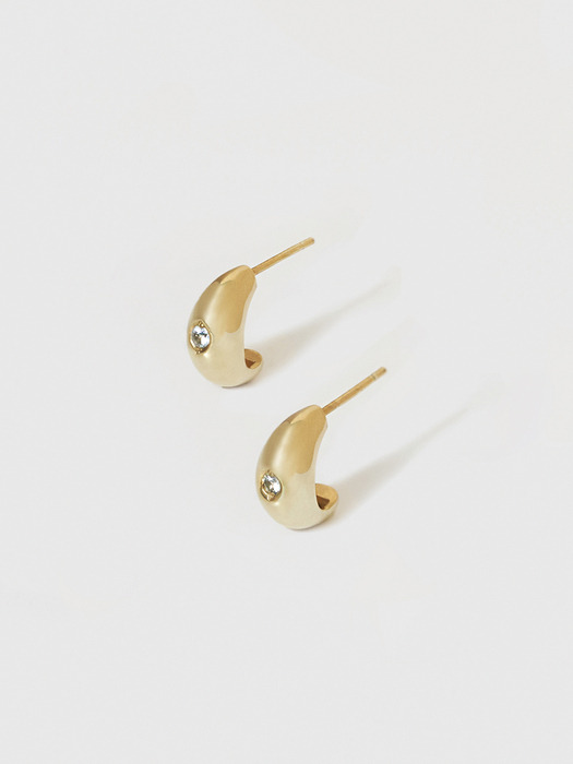 14k white sapphire dome earrings