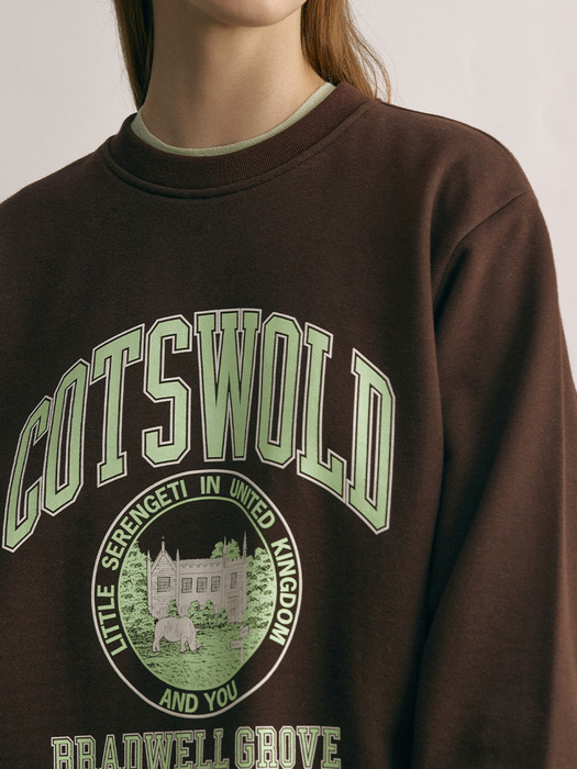 [N]COTSWOLD City artwork sweatshirt (Gray/Chocolate)