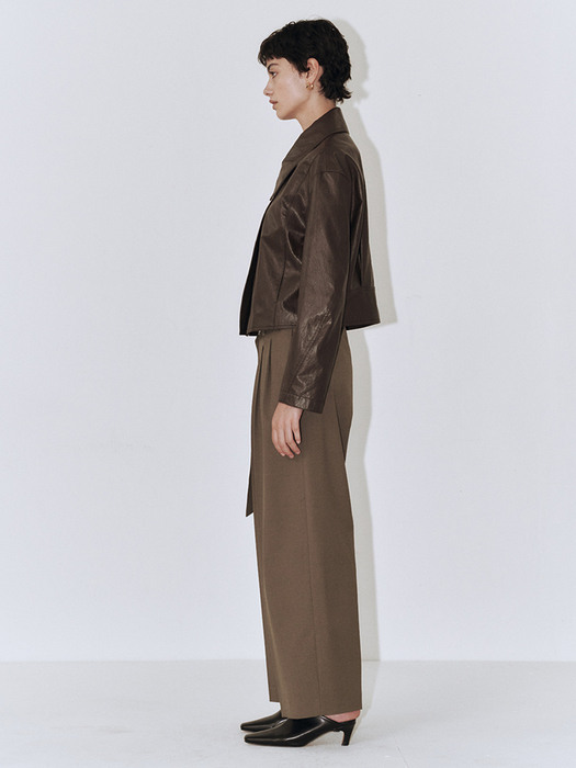 Semi Low-rise Belted Trousers_Olive Brown