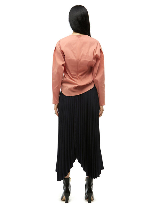 Folded Pleats Skirt_Dark Navy