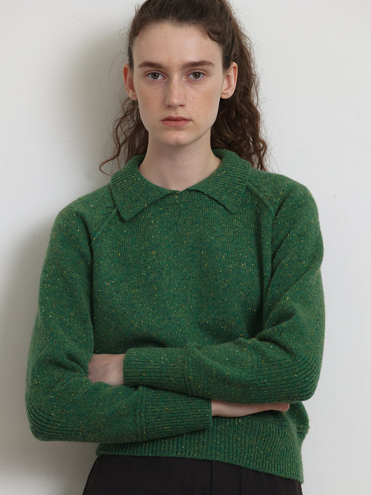 [Woman] Nef Round Collar Sweater (Green)