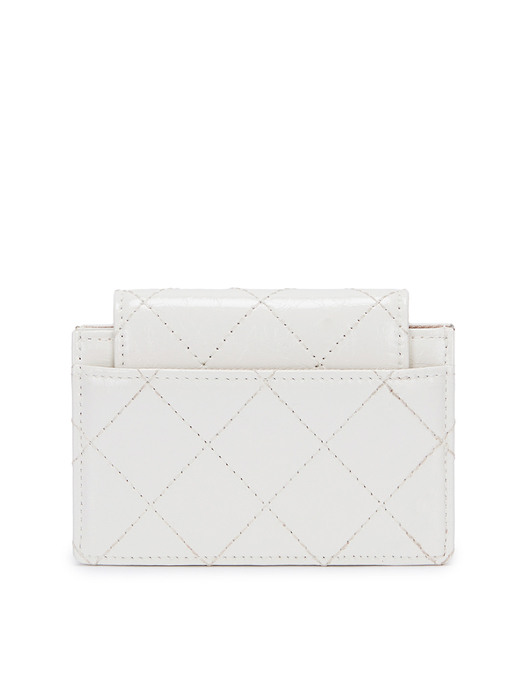 QUILTING ACCORDION WALLET IN WHITE