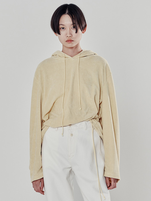 TERRY LOOSE HOODY TOP _ BUTTER YELLOW
