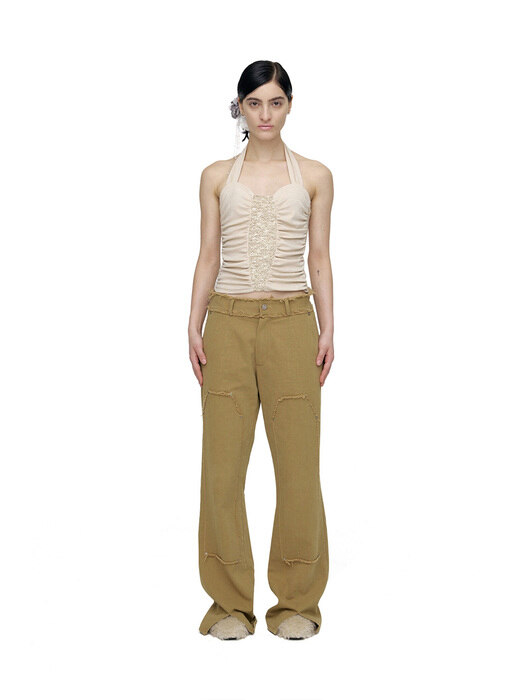 HEXAFORM PATCH STRAIGHT PANTS / BEIGE