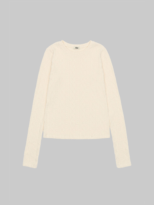 CABLE JERSY TEE _ CREAM