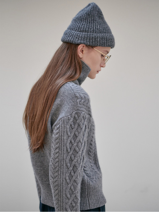 22WN cable crop turtleneck [GY]