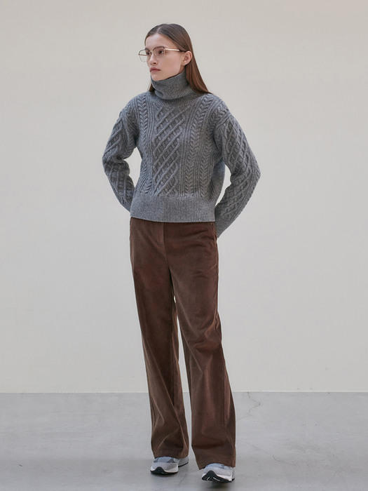 22WN cable crop turtleneck [GY]