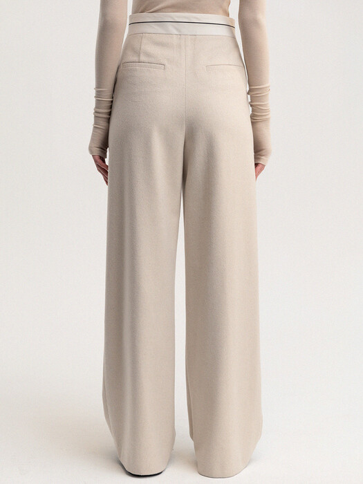 wool inside out tucked pants (oatmeal)
