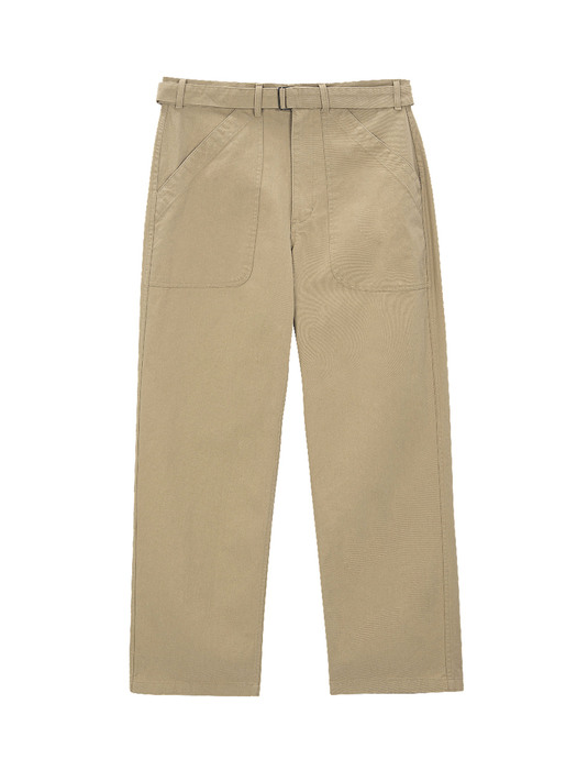 Belted wide pants (beige)
