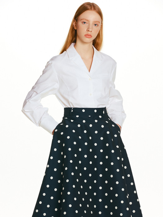 DELLOVO flared skirt (Navy&Ivory dot)