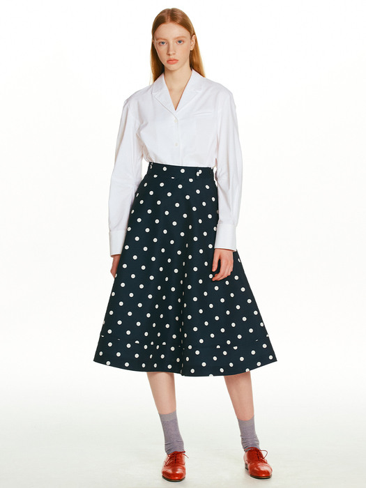 DELLOVO flared skirt (Navy&Ivory dot)