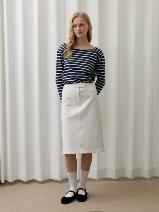 LOW RISE DENIM SKIRT WHITE