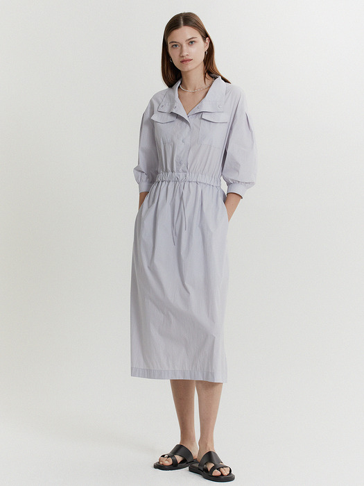 [CIty Outdoor] Open Collar Banding Dress