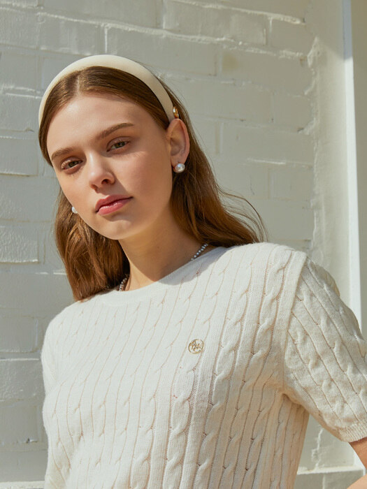 CASHMERE CABLE HALF KNIT_IVORY
