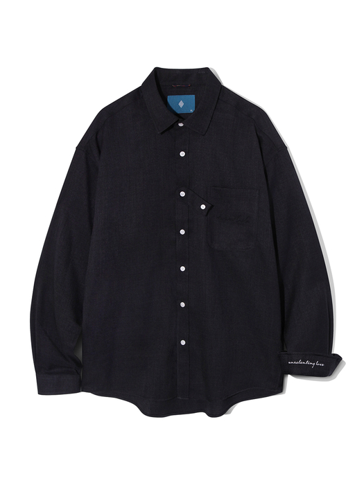 Denim Twill Texture Shirt S120 Black