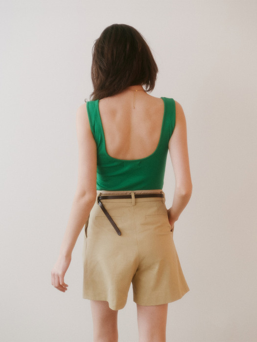 Back Deep-neck Sleeveless Knit (Green)