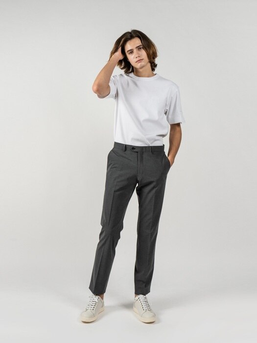 [BIG SIZE] TAPERED SLACKS_CHACOAL GREY